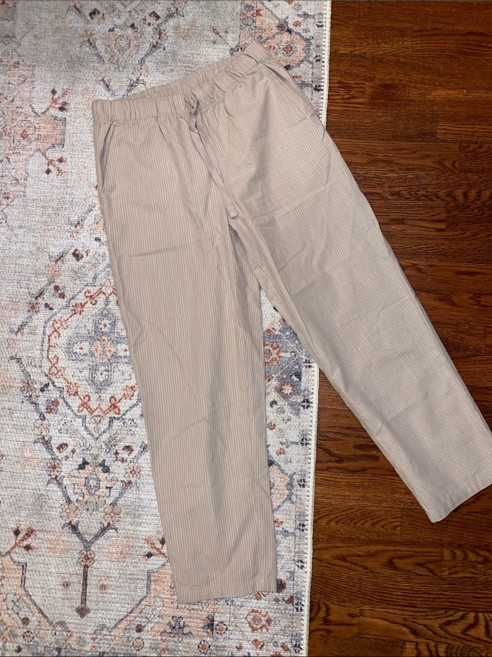 100% cotton Light Beige pinstripe lounge pants